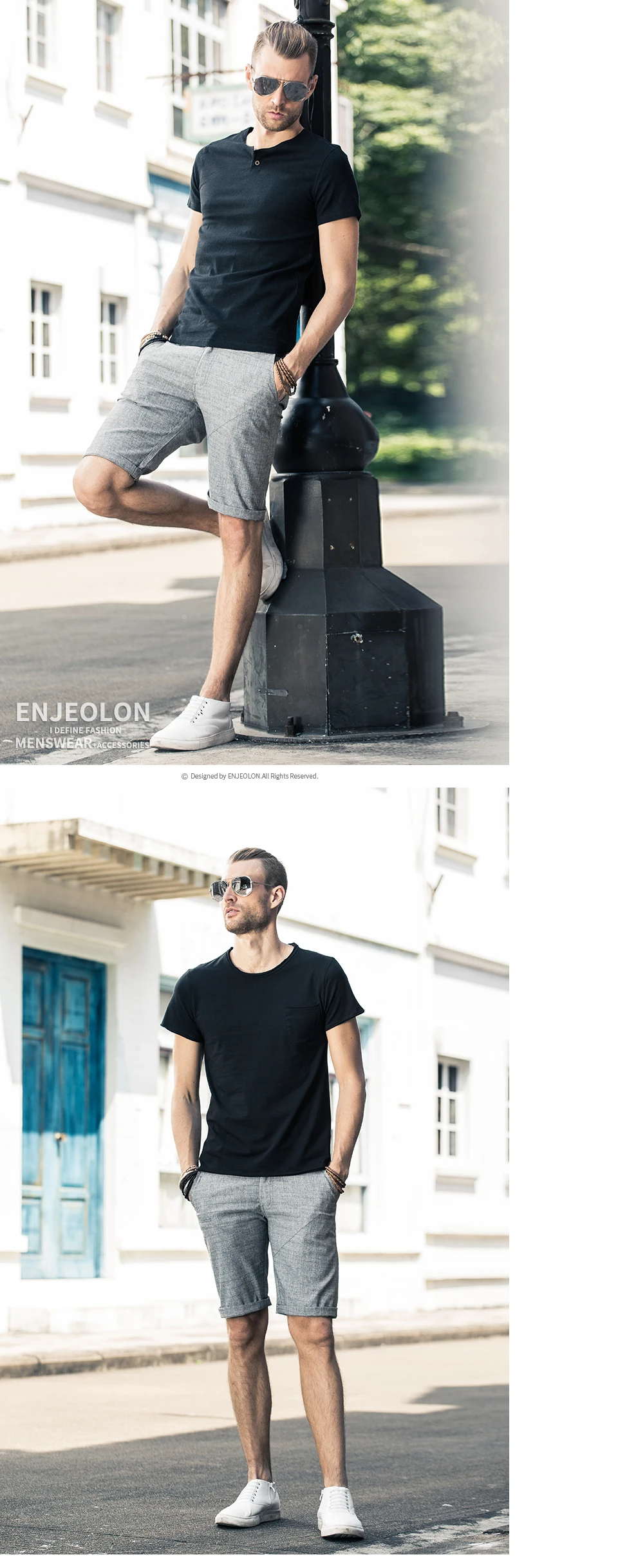 Enjeolon брендовые Летние повседневные шорты для мужчин Sim одноцветное база мужские шорты доступны по колено высокое качество K6018
