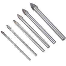 Mayitr 6Pcs Glass Drill Head 3mm-10mm Ceramic Tiles Drill Bit Set Silver Spear Head Glass Drill Bits