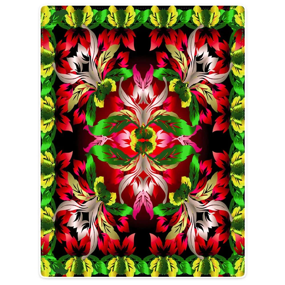 

HommomH Blanket Throw Comfort Warm Soft Plush Throw For Sofa Beautiful Mandala Flowers Colorful