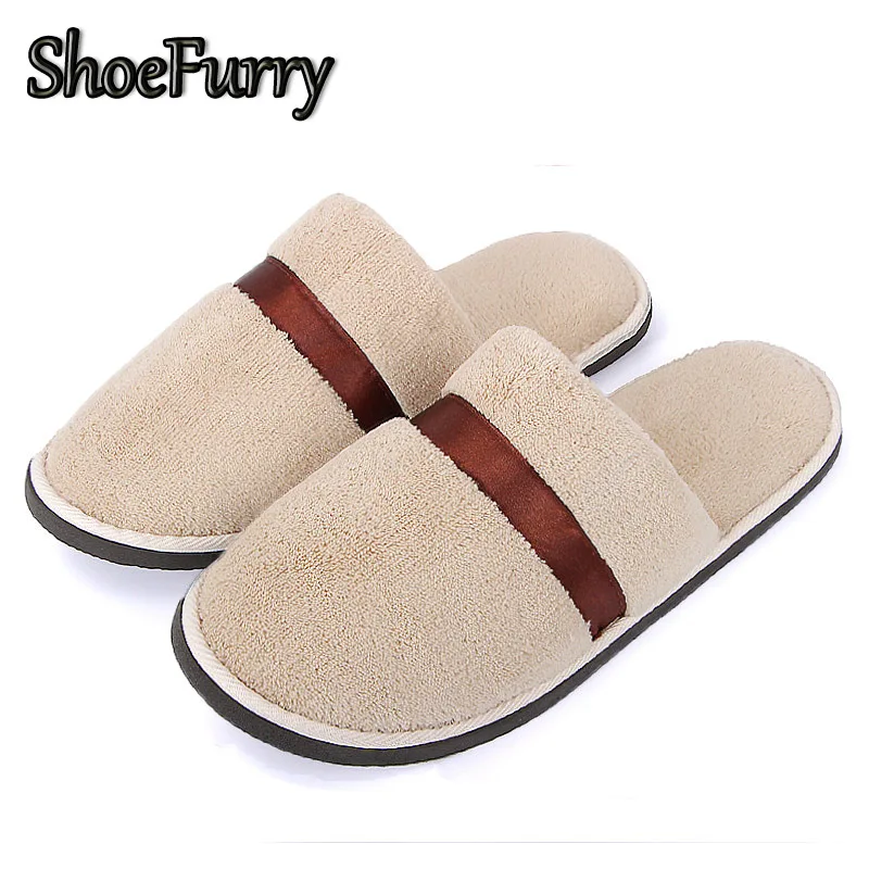 ShoesFurry Winter Slippers Casual Indoor Shoes Men Soft Plush Warm Home Slipper Shoes Male Autumn Cotton Bedroom Furry Slippers