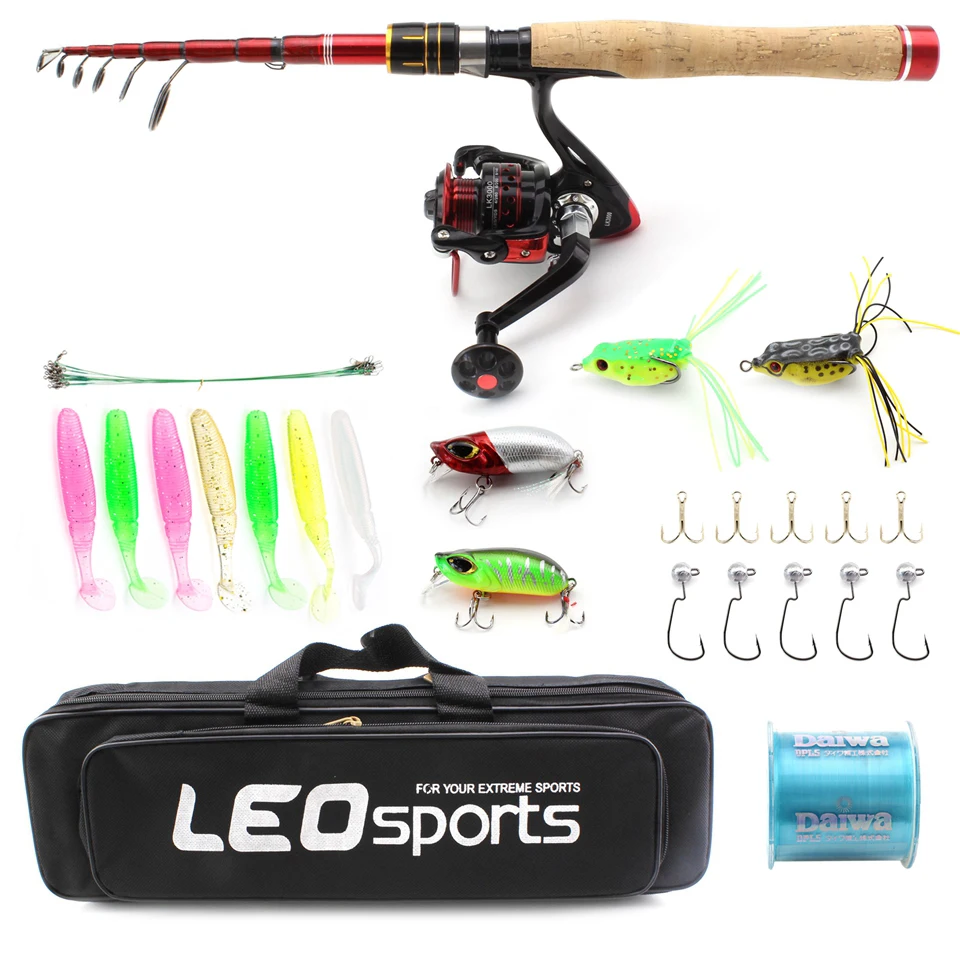 

1.6m-2.7m Travel Fishing Rod Reel Combo Full Kits Reel Pole Set With Lure Swivel Tool Set In Bag Case Fishing Tackle Pesca