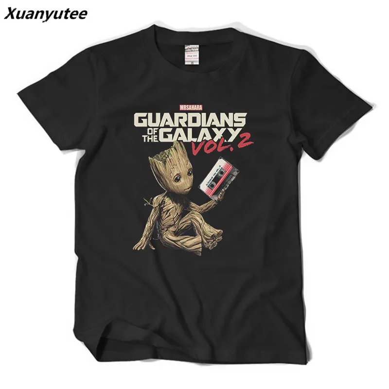 

Xuanyutee 2018 New Guardians Of The Galaxy Vol.2 Summer Groot Tee Shirt Homme Cotton O-Neck Short Sleeved Casual T-shirt Men 2XL