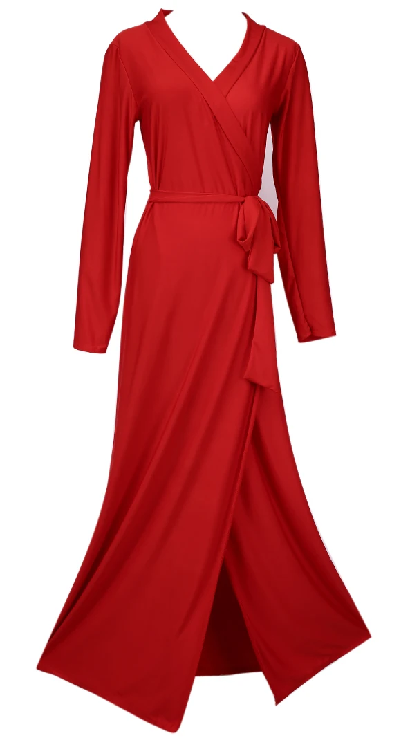 

Women Long Sleeve V neck Formal Prom Party Evening Split up Dress vestidos dresses for women S to XL