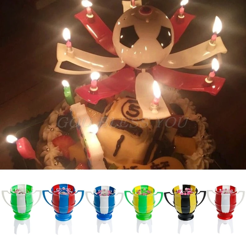 

Amazing Musical Football Cup Creative Rotating Happy Birthday Music Candle