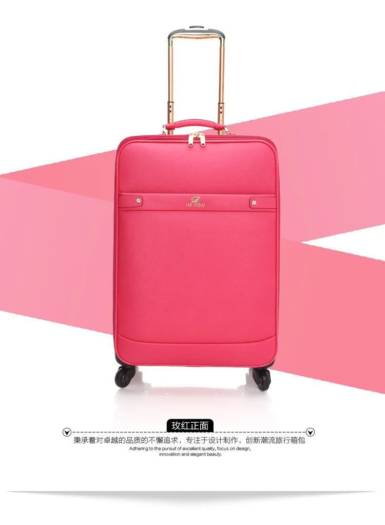 pink leather luggage