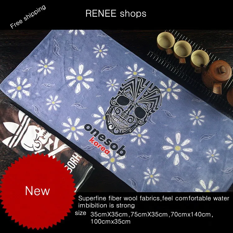 

Superfine fiber fabrics suede skull and flowers dance fitness basketball football cartoon towel bath towel custom make to order