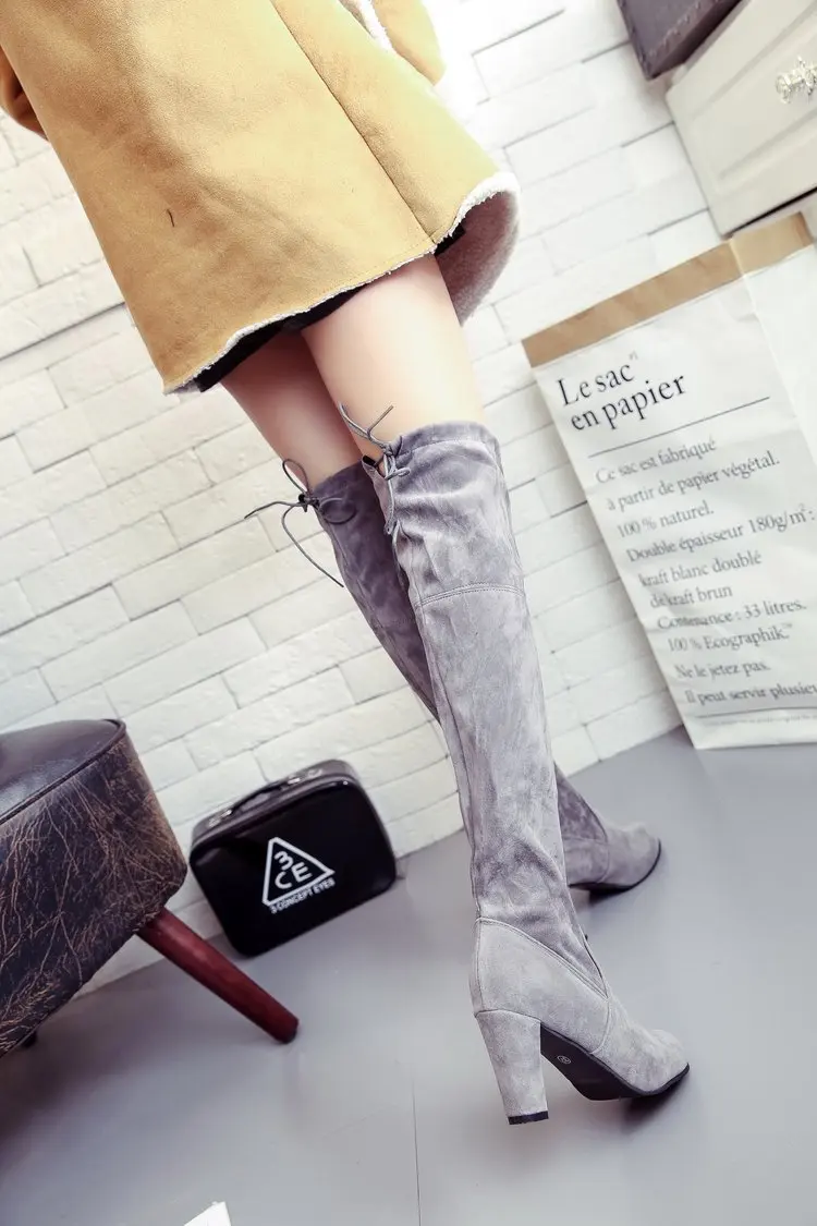

New Winter Waterproof Boots Autumn Ladies Platform High Heels Thigh High Boots Lace Up Over The Knee Boots Women Long Boots