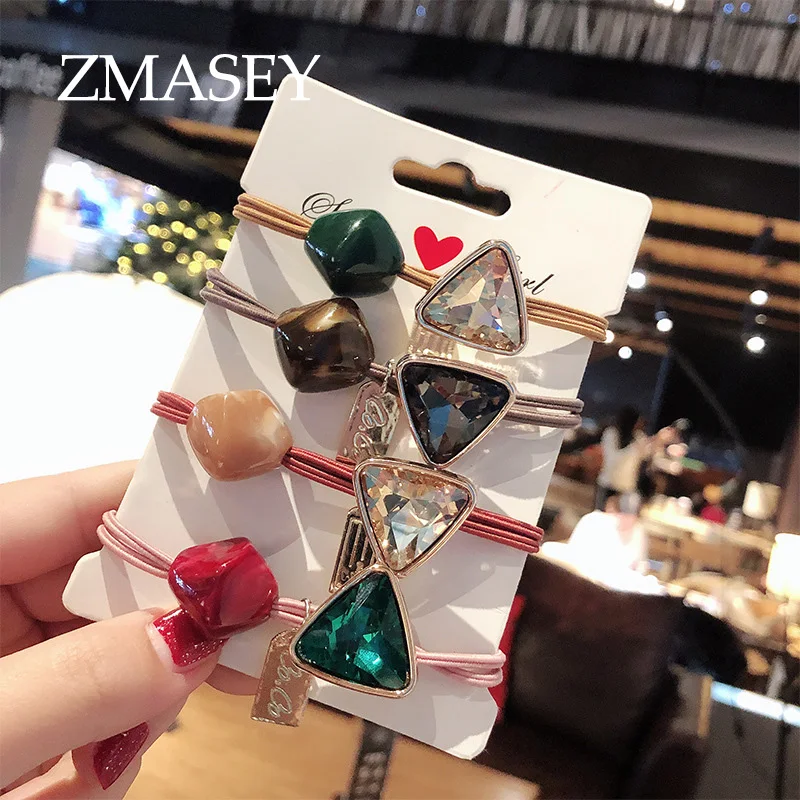 

ZMASEY Wind Elegant Hair Ring crystal Headbands Ponytail Holder Girls Scrunchies Vintage Elastic Hair Bands Rubber Rope Headdres