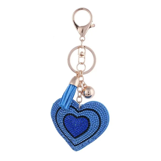 Дизайн богемное сердце брелок для ключей с кожаными кисточками золотой ключ держатель металлический хрустальный ключ цепь очаровательный брелок сумка Авто подвески - Цвет: FT026