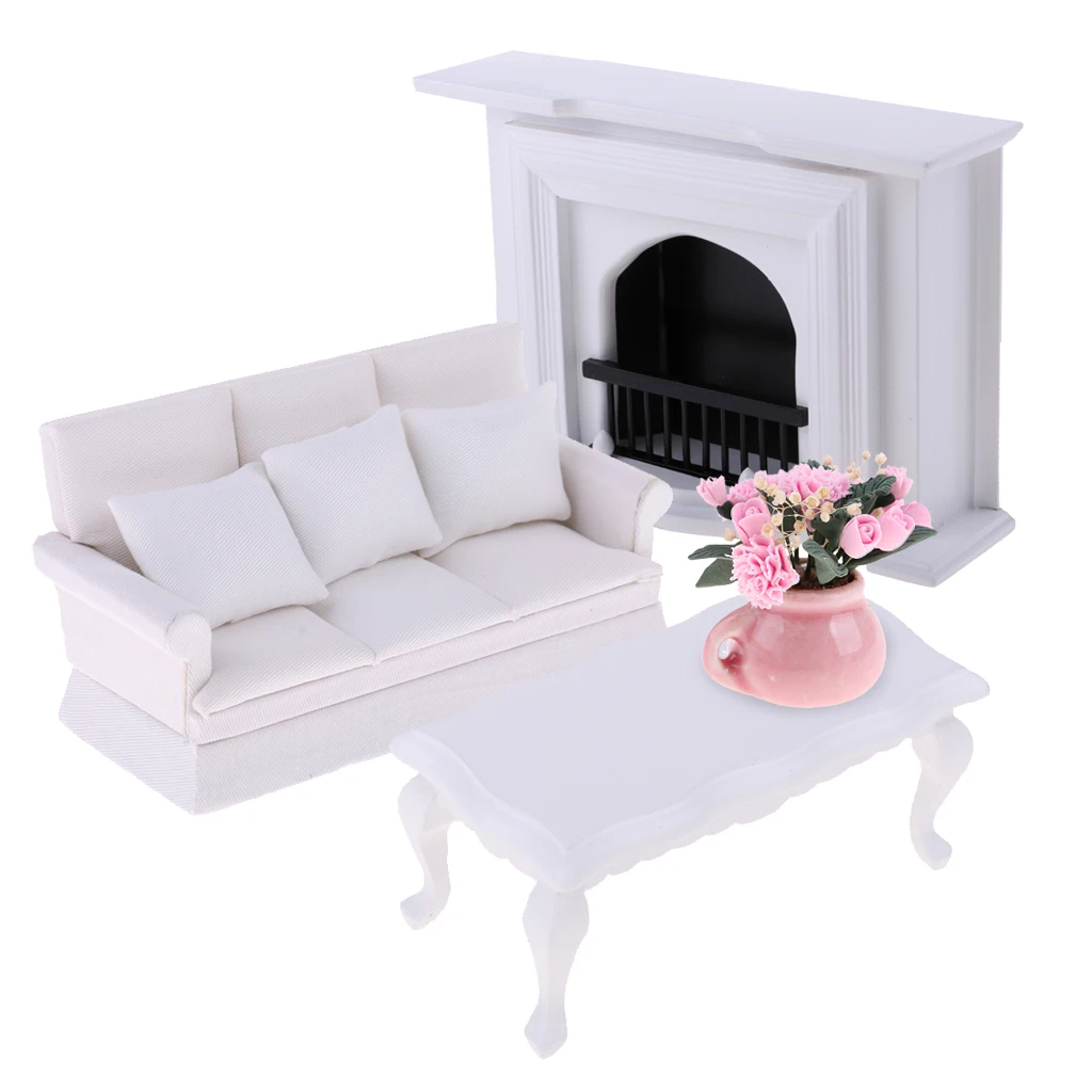 الحديث الخشب خشبية مصغرة الموقد نهاية الجدول ثلاثة مقعد الأريكة أريكة وسادة أثاث مصغر مجموعة ل 1:12 دمية الأبيض الحديث الخشب خشبية مصغرة الموقد نهاية الجدول ثلاثة مقعد الأريكة أريكة وسادة أثاث مصغر مجموعة ل 1:12 دمية الأبيض