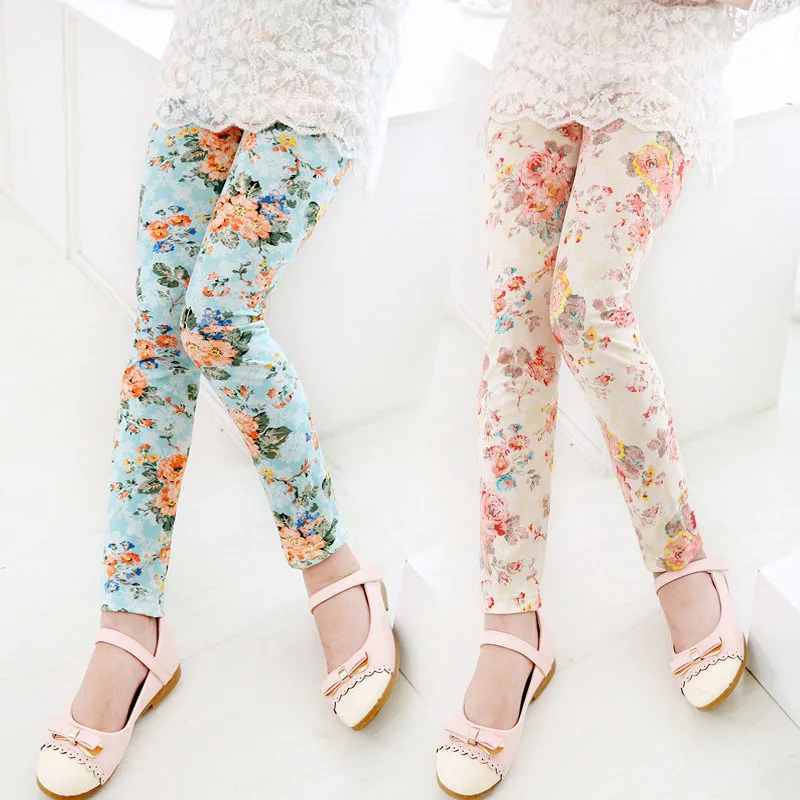 Леггинсы с цветочным принтом для девочек|girls pants|children pantsgirls leggings |