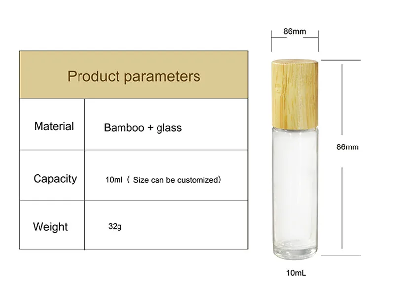 100 шт. * 10 мл бамбука roll на дух стеклянная бутылка, Eyecream Контейнер, лосьон Косметика бутылки для духов, эфирное масло
