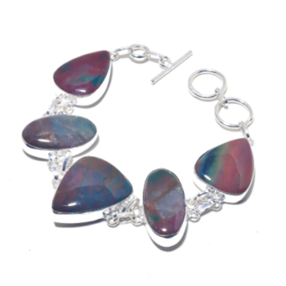 

Bloodstone Bracelet Silver Overlay over Copper, 21cm , B3896