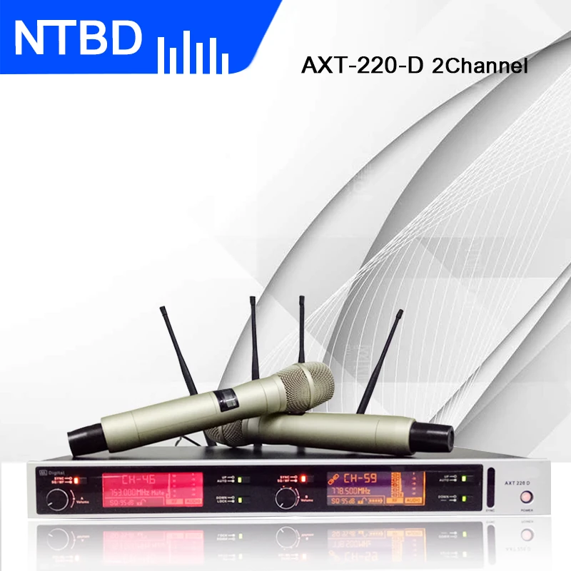 

NTBD Hip Hop Home KTV Party Stage Performance AXT-220D Professional Dual Wireless Microphone Ture Diversity Color Display