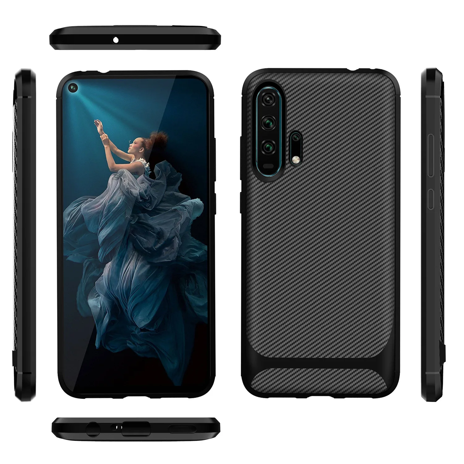 

For Huawei Honor 20 Case Honor20 Carbon Fiber Textue Silicone TPU Soft Back Cover for Huawei Honor 20 Pro Phone Case Phone Bag