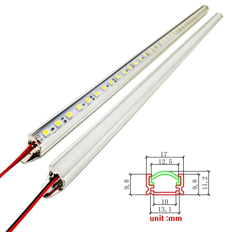 

LED Bar Lights LED luces Strip DC12V SMD 5730 7020 4014 2835 5050 50cm with U Aluminium Shell + PC Cover For Cabinet 5pcs/lot