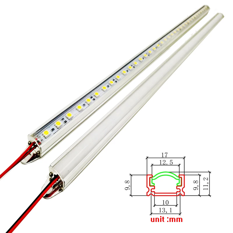 

LED Bar Lights LED luces Strip DC12V SMD 5730 8520 4014 2835 5050 50cm with U Aluminium Shell + PC Cover For Cabinet 5pcs/lot