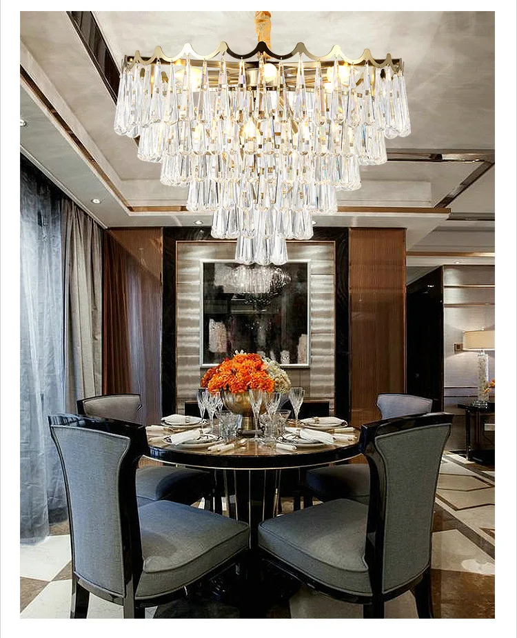 Modern Circle Crystal Pendant Light Fixture Clear Crystal Suspension Lamp Good K9 Crystal Drop Lamparas for Living room Hotel (3)