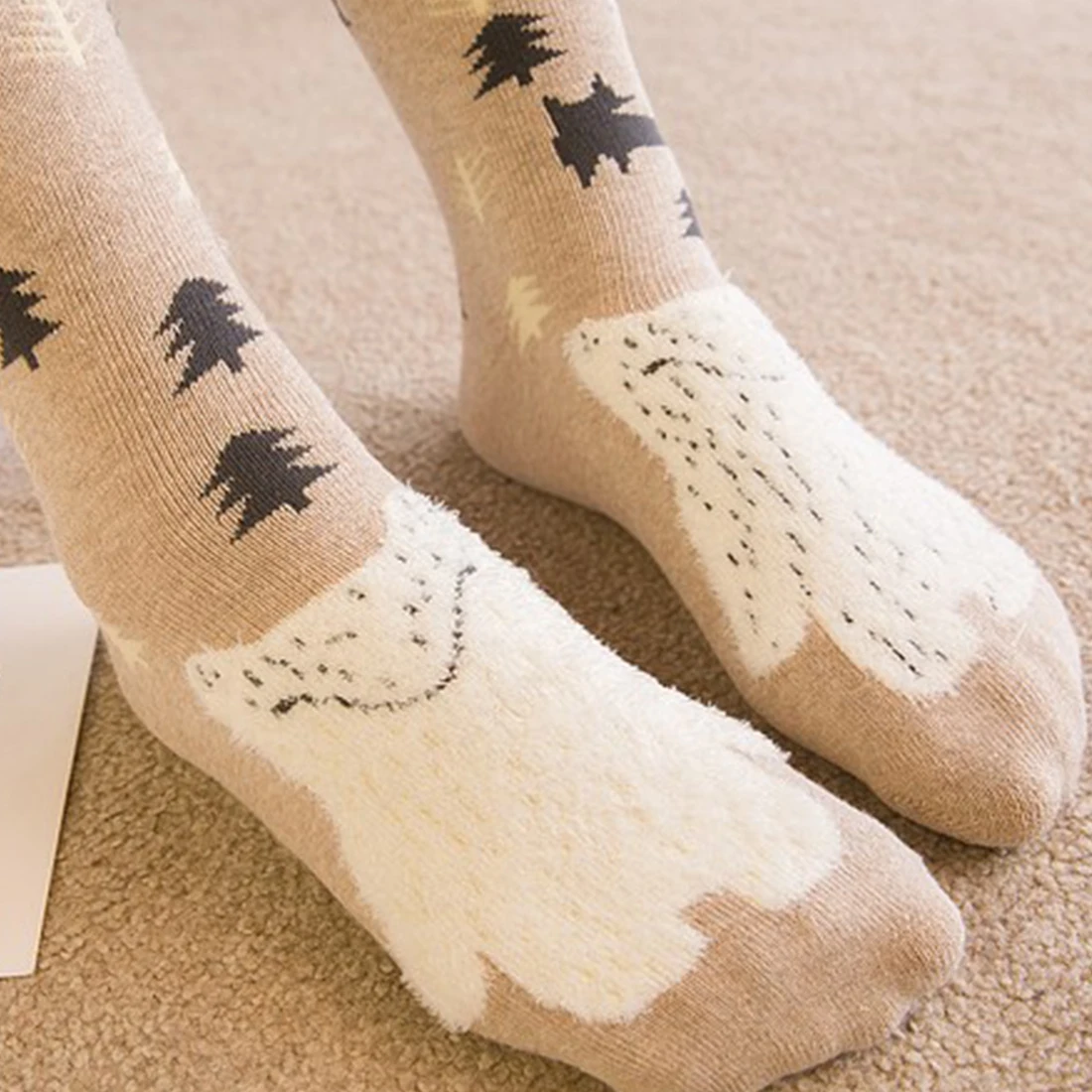 Модные зимние толстые Носки махровые мультфильм женские Носки прямые и кашемира теплые женские коттоновые носки удобные и дышащие