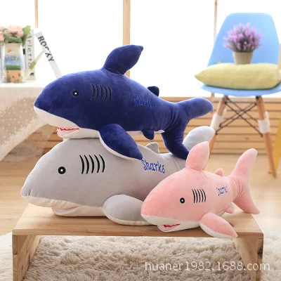 Реалистичные акулы игрушки плюшевые игрушки pp хлопок наполнитель розовый серый синий мягкая подушка кукла подарок для девочек