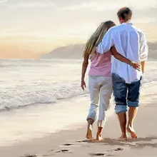 Любовь ходить на пляже DIY живопись по номерам 24 цвета пигментная кисть Искусство Ручная роспись креативная цифровая картина маслом