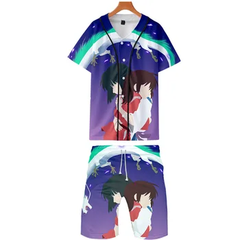 

2019 Spirited Away two piece set jackets and shorts Kpop Fashion new brand cool print Spirited Away baseball jacket set for men