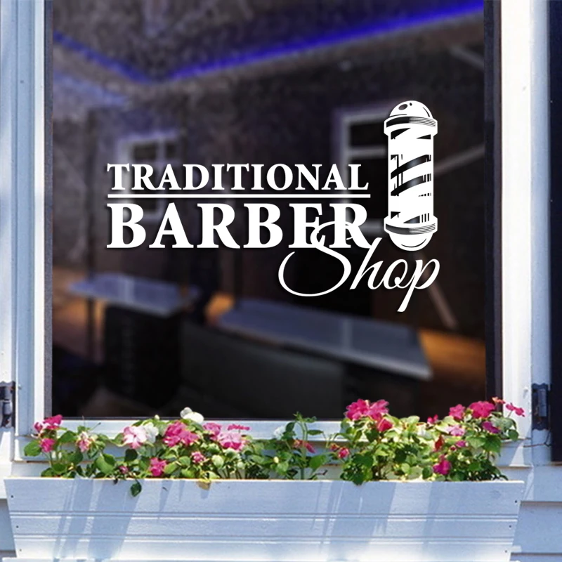 Man Barber Shop Sticker Name Bread Decal Haircut Shavers Posters Vinyl Wall Art Decals Decor Windows Decoration Mural