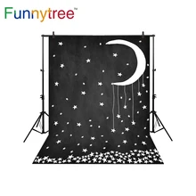 Funnytree background for photo studio black moon stars cartoon abstract kids photography backdrop photocall photobooth prop