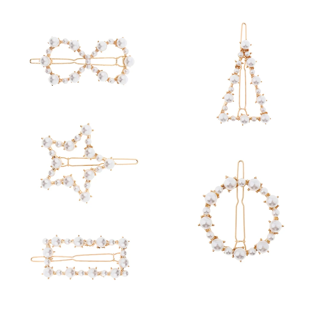 Artificial Pearls Metal Hair Clip Clamp Hairpins Headpiece Hair Accessories - 5 Exquisite Styles to Choose