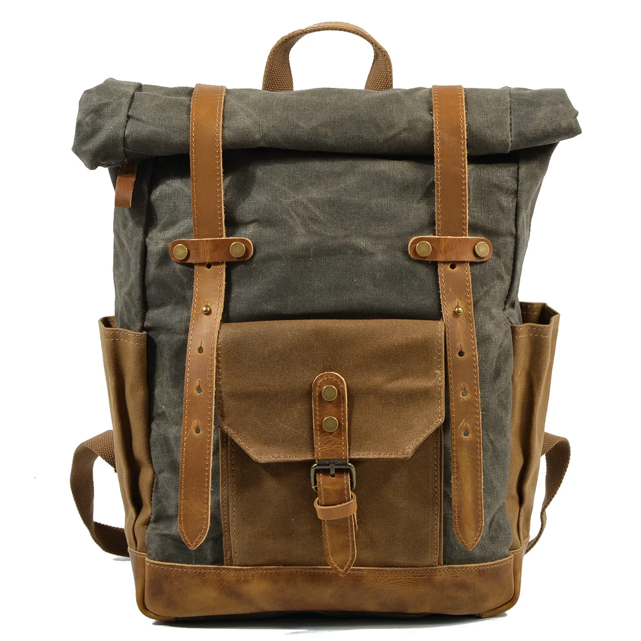 Стиль большой емкости колледжа ветер моды масло воск холст сумка - Цвет: Армейский зеленый