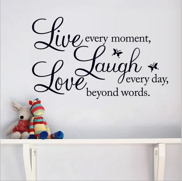 Sales-Promotion Live Love Laugh Letters Transprent Waterproof Vinyl Wall Quotes DecalPVC Home Decor Wall Stickers (5)