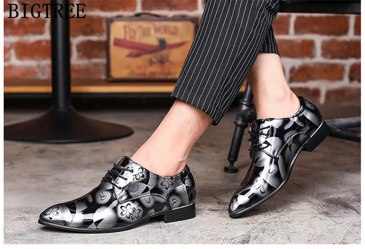 Классические Мужские модельные туфли; Роскошные брендовые туфли-оксфорды из лакированной кожи с принтом для мужчин; Свадебная формальная обувь; sapato social masculino