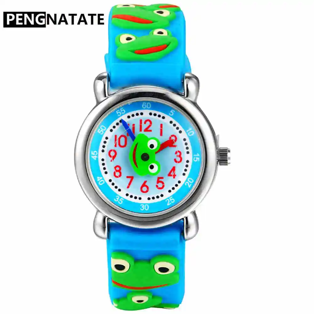 PENGNATATE Fashion Children Watches 3D Cartoon Frog Mini Strap Watch