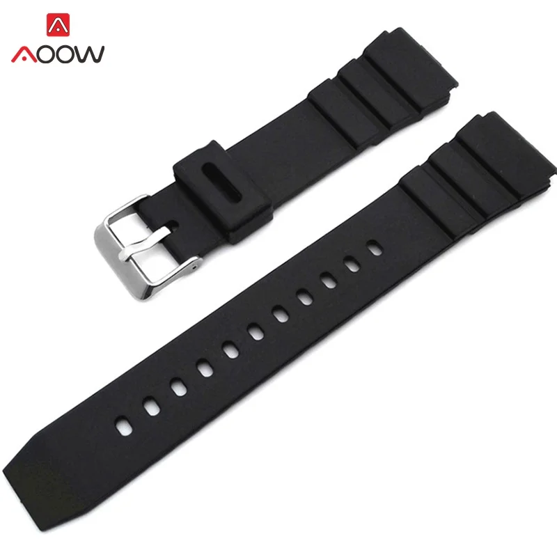 AOOW المطاط Watchbands 18 20 22 مللي متر الرجال السود الرياضة الغوص حزام ساعة سيليكون الفرقة مشبك معدني ل g-صدمة ووتش اكسسوارات