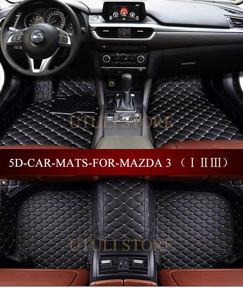Leather Car Floor Mats For Mazda3 Generation Axela 4door 5door
