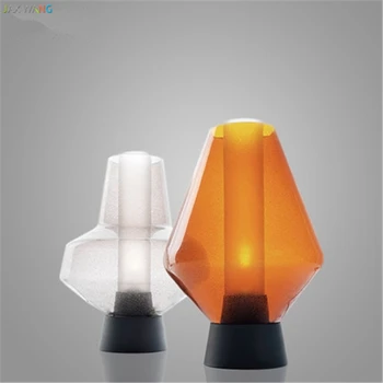 

JW_Nordic Metal Retro Bubble Glass Table Lamps Sanding Crystal Lampshade Lighting Bedroom Bedside Lights Living Room Lighting