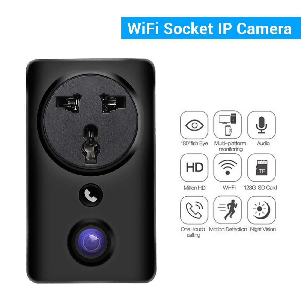 

Wireless WiFi IP Security Camera 1080P Socket Panoramic 180 Degree Mini 2-way Audio Surveilance Delect Motion Alarm APP Push