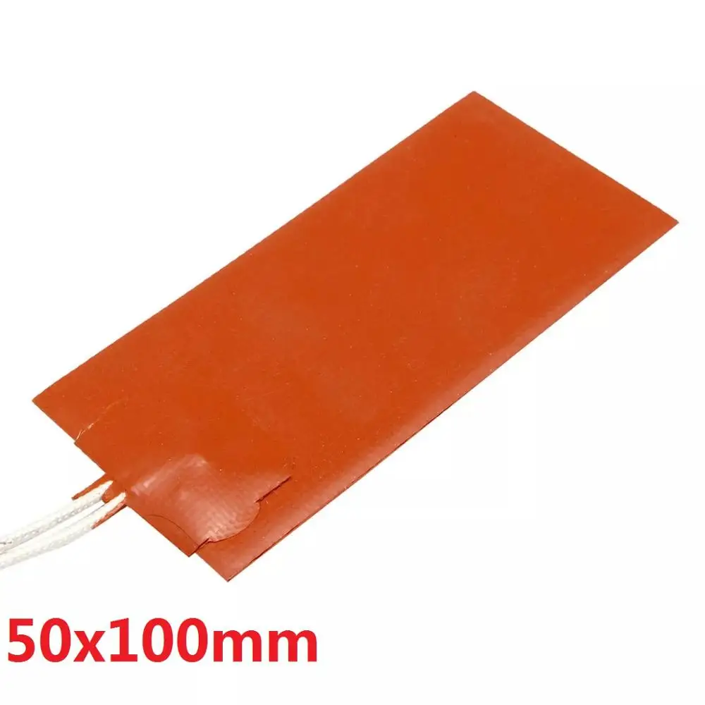 

15W 12V DC 50*100mm Flexible Waterproof Silicone Heater Pad For 3D Printer