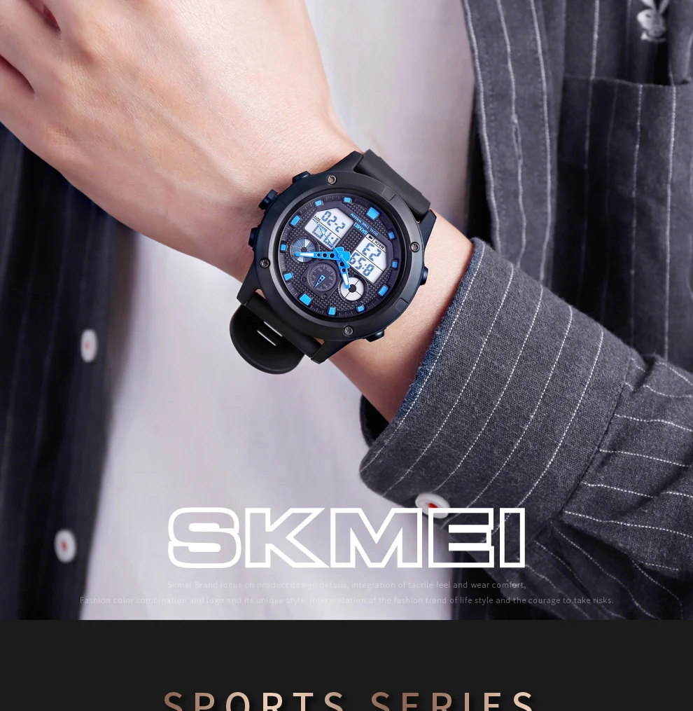 SKMEI Outdoor Men Digial Watches Sport Watch Military Waterproof 5Bar Luminous Dual Display Wristwatch montre homme 1514