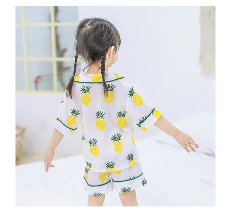 HziriP 2019 летние милые комплекты Повседневное Рубашка с короткими рукавами рубашка + локон фруктов шорты костюм простая одежда новый детский
