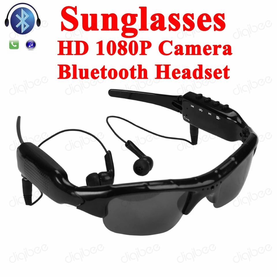 Cool Smart Glasses Mp3 Stereo Bluetooth Headset Hd 1080p Mini Camcorder Sunglasses Camera Dv Dvr Digital Video Recorder Webcam Mini Camcorder Sunglasses Cameradv Dvr Aliexpress