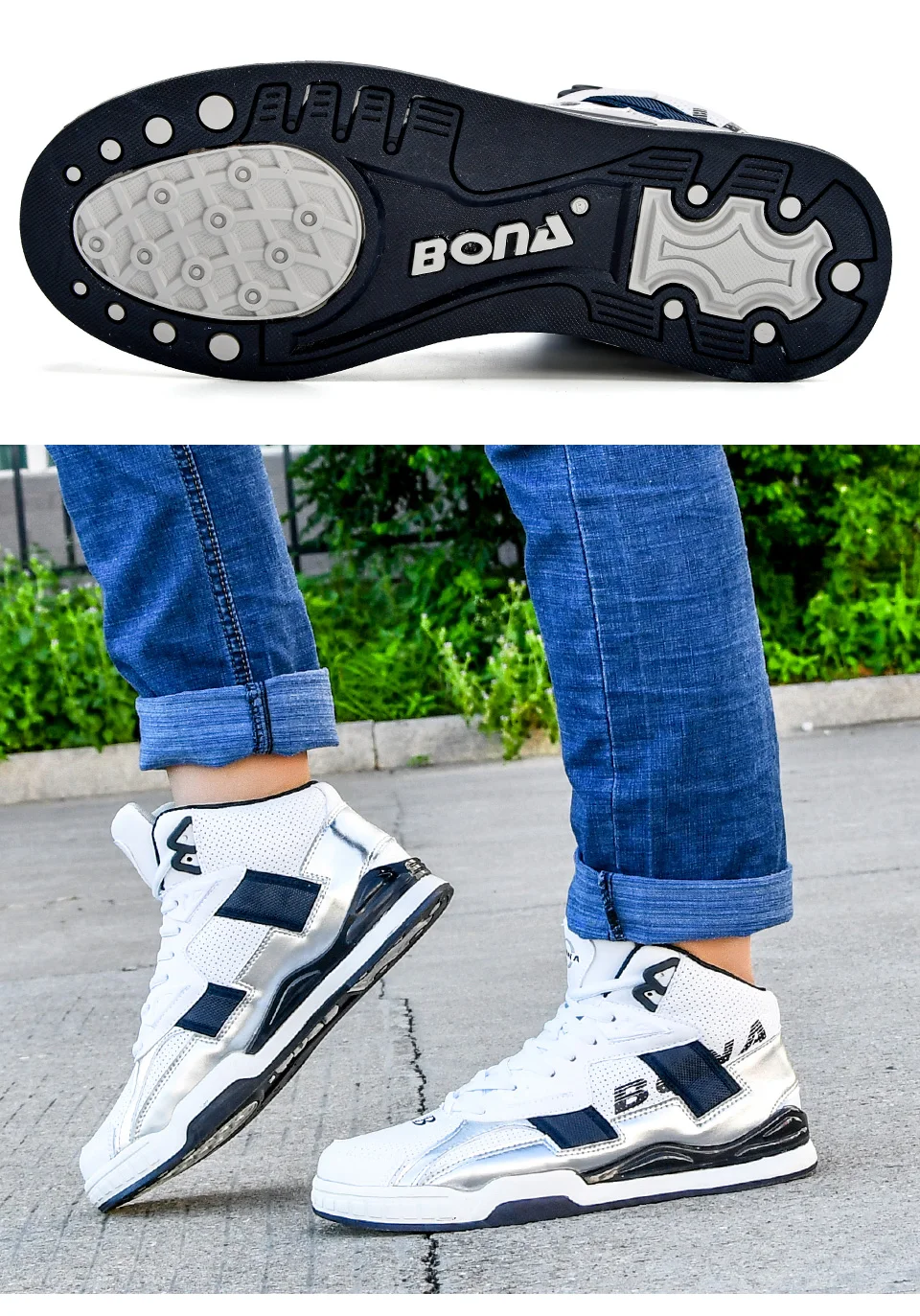 BONA/Новое поступление; классические стильные мужские баскетбольные кроссовки; кожаная мужская спортивная обувь на шнуровке; мужские кроссовки для бега;