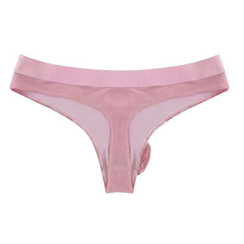 YiZYiF Mens Solid Velvet Sissy Pouch Panties Transparent Mesh G-String Underwear