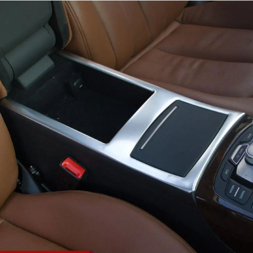 Auto Car Center Console Storage Box Water Cup Panel Trim Stainless Car