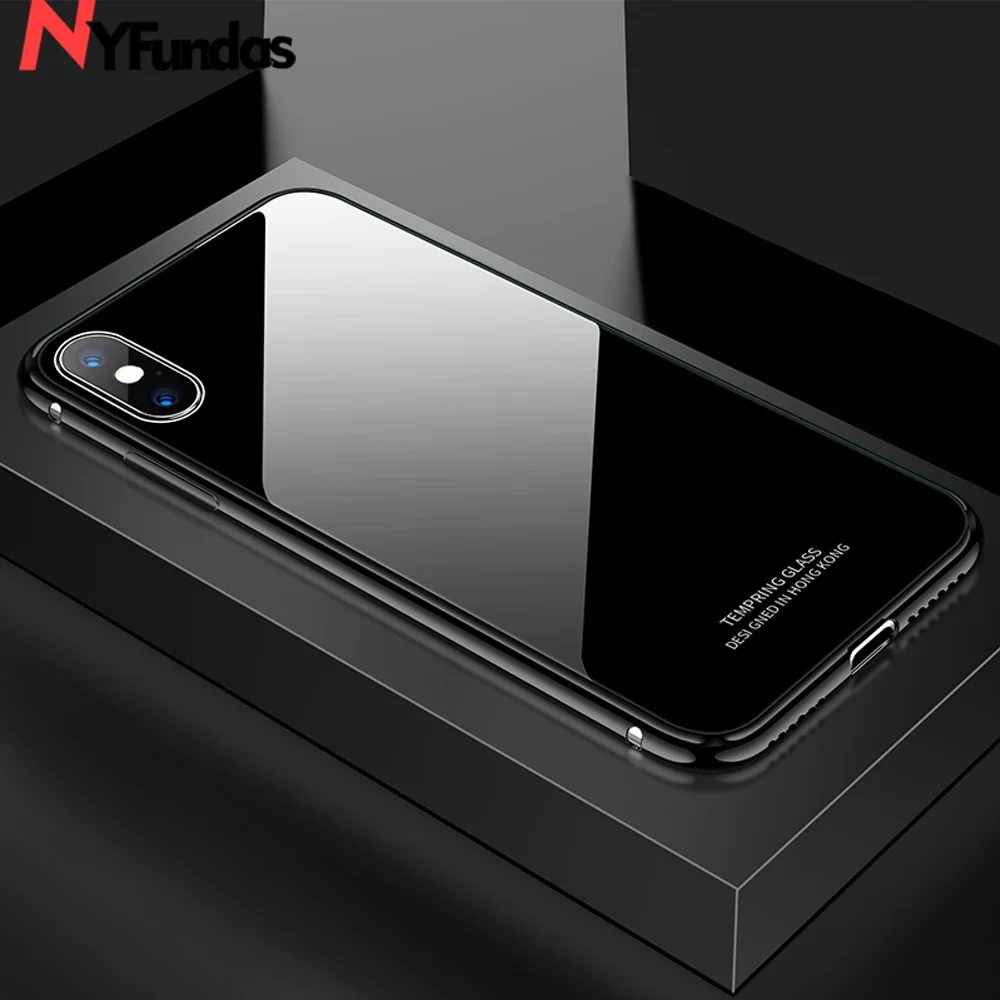

NYFundas For iPhone XS Max Case Glass Tempered Shockproof Metal Bumper Hard Cover back for Apple iPhone XS MAX XR X luxury capa