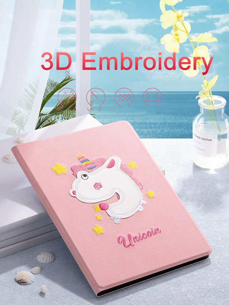 

Mini2 Mini3 Unicorn Dog Whale 3D Embroidery Case Smart Cover Soft TPU Back Cover for iPad Mini 1 2 3 7.9" Tablet Auto Sleep/Wake