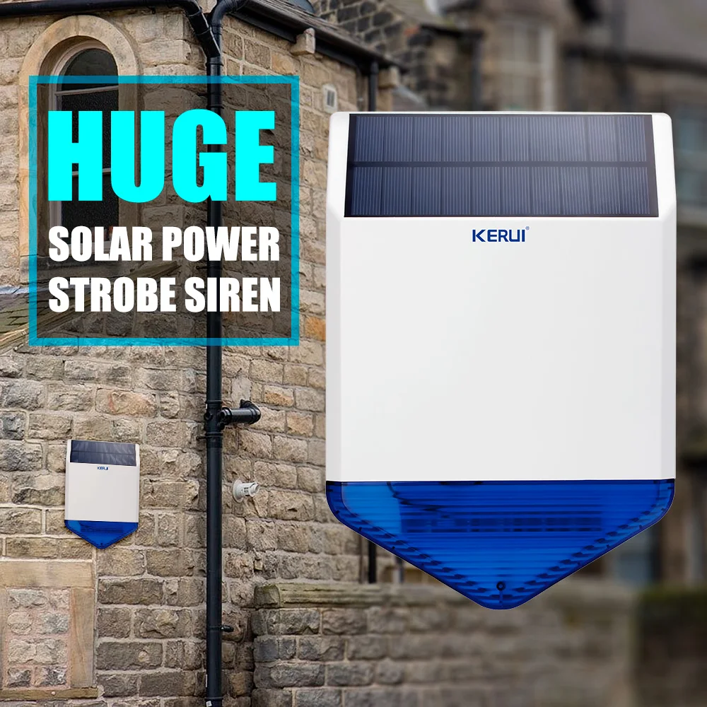 US $61.48 Original Kerui Wireless Outdoor Solar Siren Panel KrSj1 For Kerui Alarm System Security With Flashing Response Sound