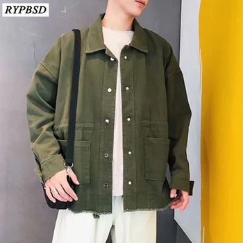 

Spring Autumn Military Jacket Men New 2019 Fashion Turn Down Collar Mens Korean Jacket Loose Casual Outwear Vintage Coat