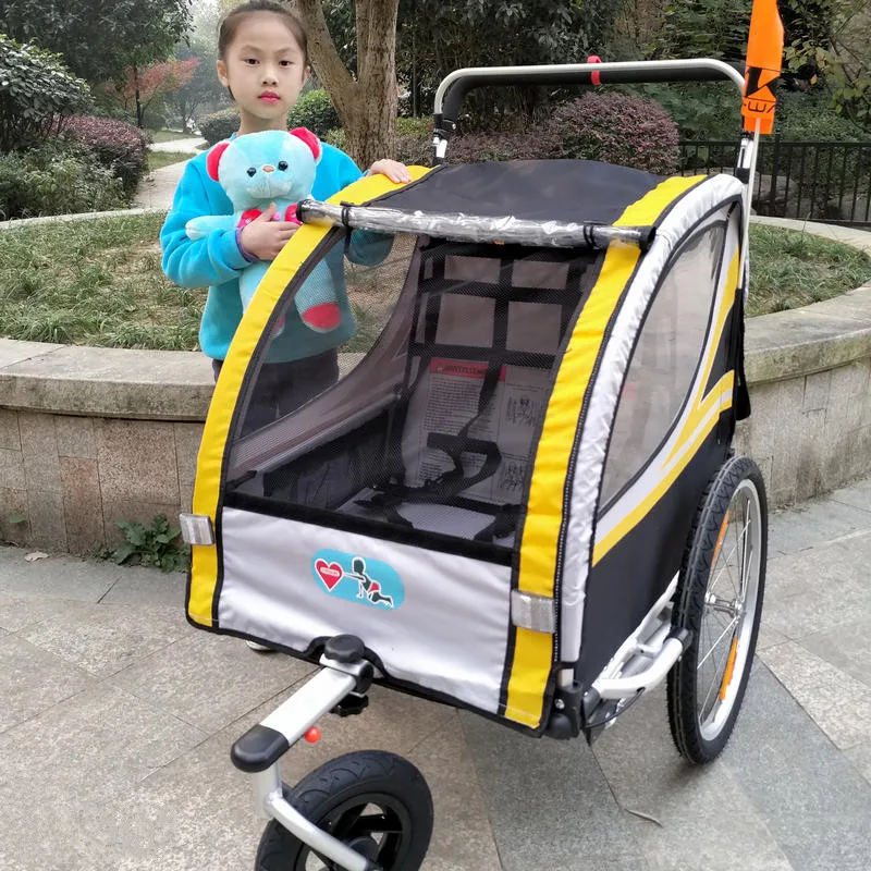 Es bestøver Land med statsborgerskab 20 Inch Inflatable Wheel & Aluminum Alloy Frame 2 in 1 Baby Jogger Bike  Trailer, Strong Shock Proof Stroller With Double Brake