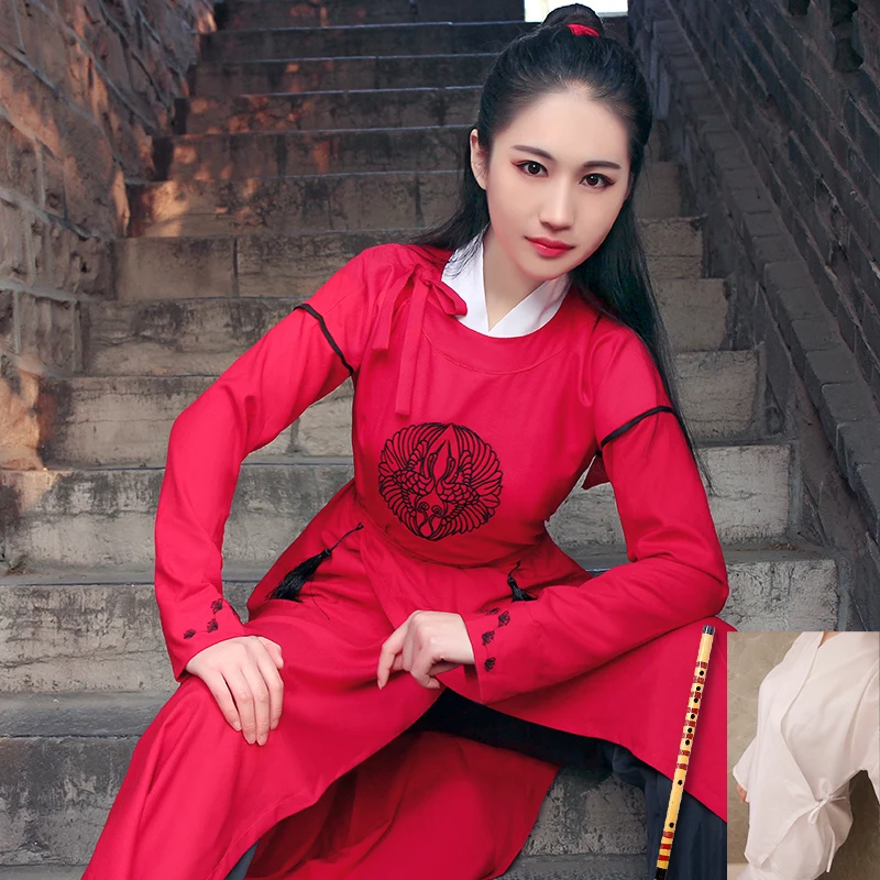 

Ancient Chinese Costume Tang Dynasty Ethnic Long Sleeve Hanfu Folk Dance Robe Chinese Traditional Stage Performance Outfit